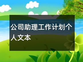 公司助理工作計劃個人文本
