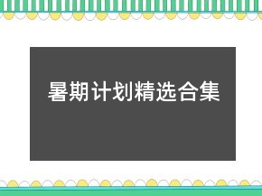 暑期計(jì)劃精選合集
