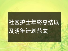 社區(qū)護(hù)士年終總結(jié)以及明年計(jì)劃范文
