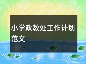 小學(xué)政教處工作計(jì)劃范文