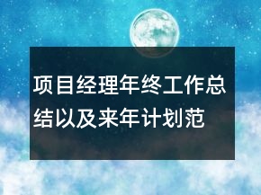 項(xiàng)目經(jīng)理年終工作總結(jié)以及來(lái)年計(jì)劃范文