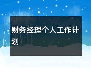 財(cái)務(wù)經(jīng)理個(gè)人工作計(jì)劃