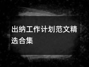 出納工作計劃范文精選合集