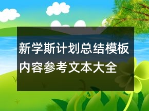 新學(xué)斯計劃總結(jié)模板內(nèi)容參考文本大全