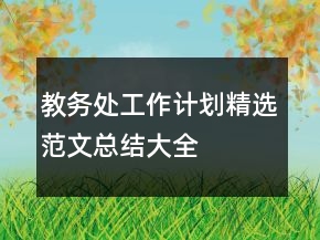 教務(wù)處工作計(jì)劃精選范文總結(jié)大全