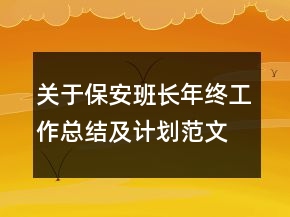 關(guān)于保安班長年終工作總結(jié)及計(jì)劃范文精選