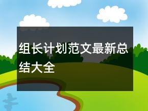 組長計劃范文最新總結(jié)大全