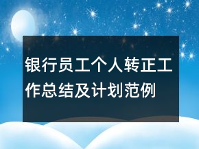 銀行員工個人轉正工作總結及計劃范例
