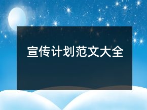宣傳計劃范文大全