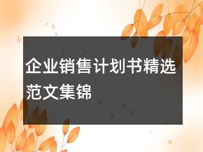 企業(yè)銷售計(jì)劃書(shū)精選范文集錦