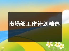 市場部工作計劃精選
