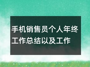 手機(jī)銷售員個人年終工作總結(jié)以及工作計劃范文