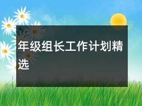 年級(jí)組長(zhǎng)工作計(jì)劃精選