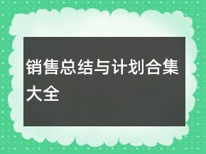 銷售總結與計劃合集大全