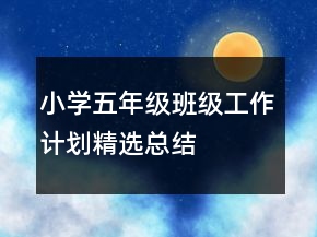 小學(xué)五年級班級工作計(jì)劃精選總結(jié)