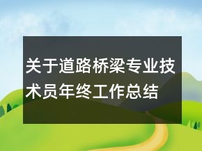 關于道路橋梁專業(yè)技術員年終工作總結及計劃范文精選