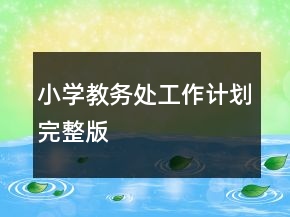 小學(xué)教務(wù)處工作計(jì)劃完整版