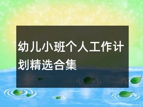 幼兒小班個(gè)人工作計(jì)劃精選合集