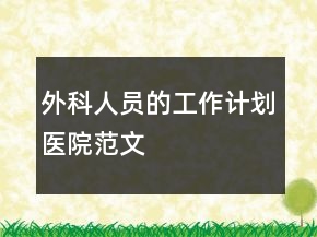 外科人員的工作計劃醫(yī)院范文