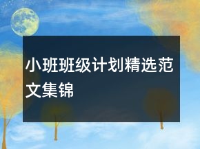 小班班級計劃精選范文集錦
