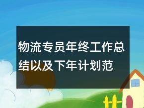 物流專員年終工作總結以及下年計劃范文