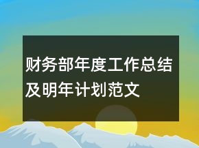 財務(wù)部年度工作總結(jié)及明年計劃范文