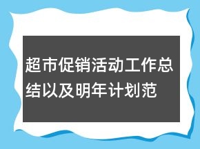 超市促銷活動工作總結(jié)以及明年計劃范文
