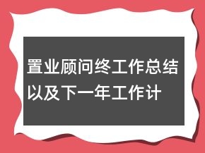 置業(yè)顧問終工作總結(jié)以及下一年工作計(jì)劃范文