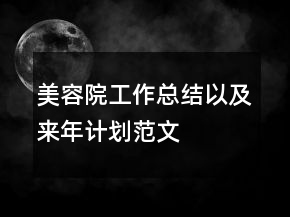 美容院工作總結(jié)以及來年計劃范文