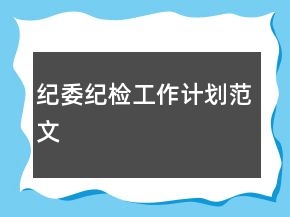 紀(jì)委紀(jì)檢工作計(jì)劃范文