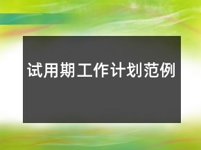 試用期工作計(jì)劃范例