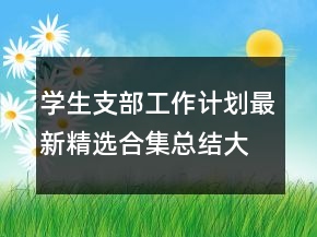 學生支部工作計劃最新精選合集總結(jié)大全