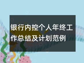銀行內(nèi)控個人年終工作總結及計劃范例