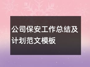 公司保安工作總結(jié)及計(jì)劃范文模板