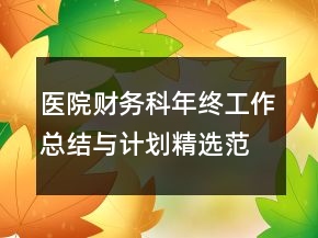 醫(yī)院財(cái)務(wù)科年終工作總結(jié)與計(jì)劃精選范文