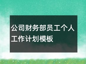 公司財(cái)務(wù)部員工個(gè)人工作計(jì)劃模板