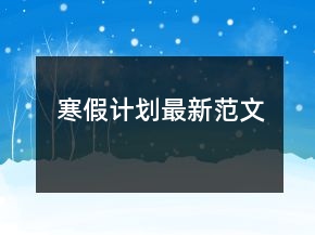 寒假計(jì)劃最新范文