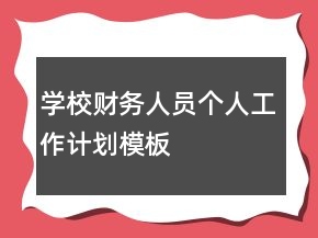 學校財務人員個人工作計劃模板