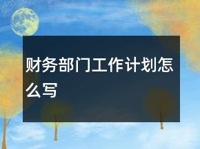 財(cái)務(wù)部門(mén)工作計(jì)劃怎么寫(xiě)