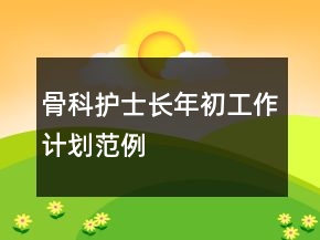 骨科護(hù)士長(zhǎng)年初工作計(jì)劃范例