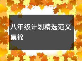 八年級計劃精選范文集錦