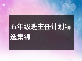 五年級班主任計劃精選集錦