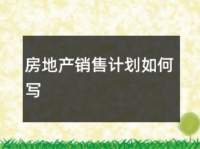 房地產(chǎn)銷售計劃如何寫