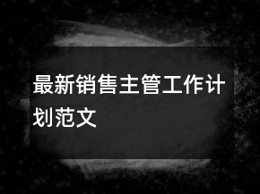 最新銷(xiāo)售主管工作計(jì)劃范文
