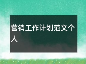 營(yíng)銷工作計(jì)劃范文個(gè)人