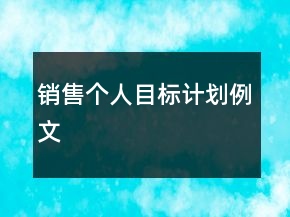 銷售個(gè)人目標(biāo)計(jì)劃例文