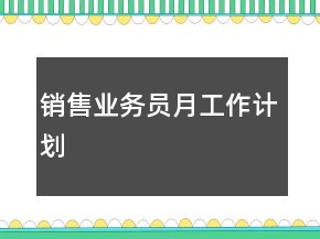 銷售業(yè)務(wù)員月工作計(jì)劃
