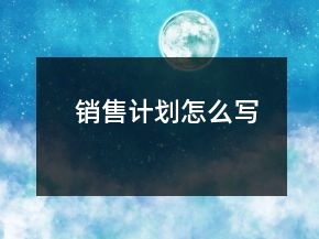 銷售計(jì)劃怎么寫