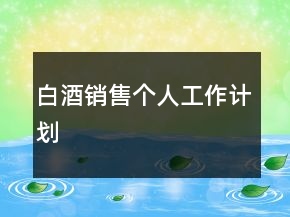 白酒銷售個人工作計劃