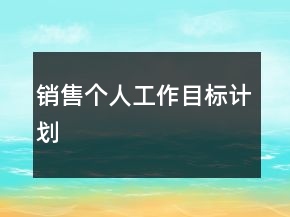 銷(xiāo)售個(gè)人工作目標(biāo)計(jì)劃